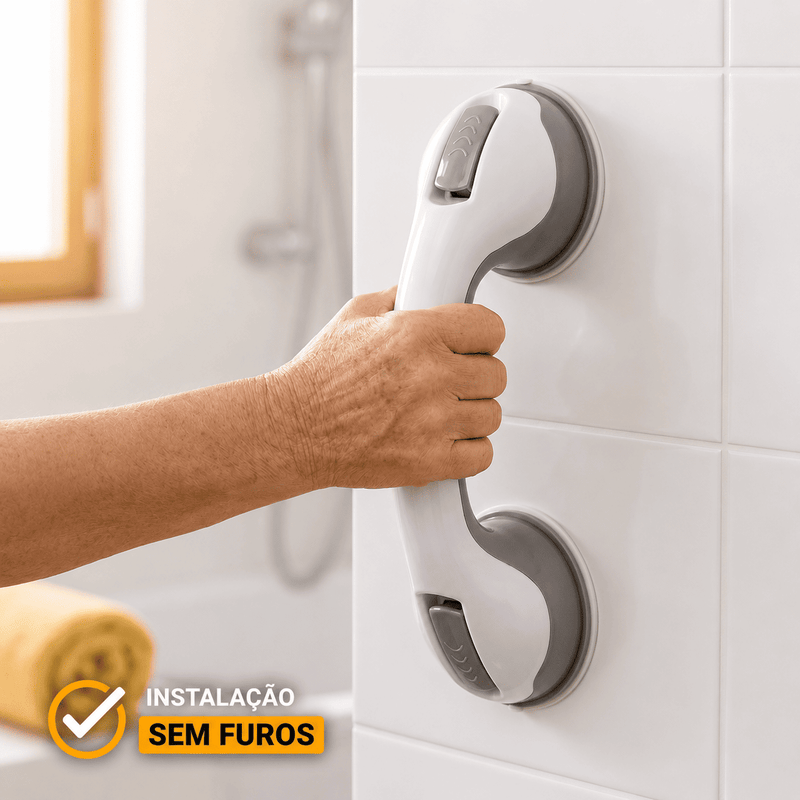 Barra de Apoio para Banheiro com Ventosa - Mais Segurança para Idosos | Loja Pronto Idoso